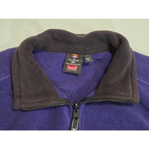 2002 WINTER OLYMPICS FLEECE VEST MENS LARGE PURPLE SALT LAKE FULL ZIP MARKER - Picture 5 of 6